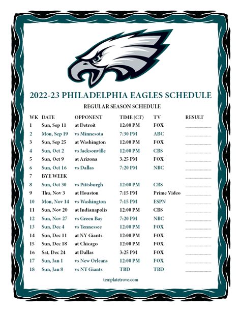 Philadelphia Eagles complete 2022 schedule